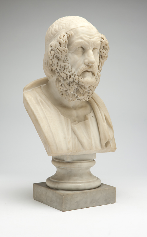 An Italian white marble bust of Homer