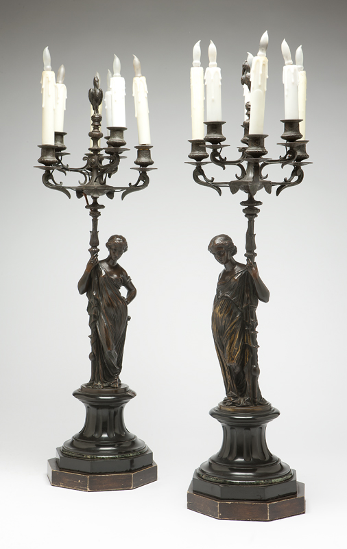 A pair of Continental bronze 6 light 1422ec