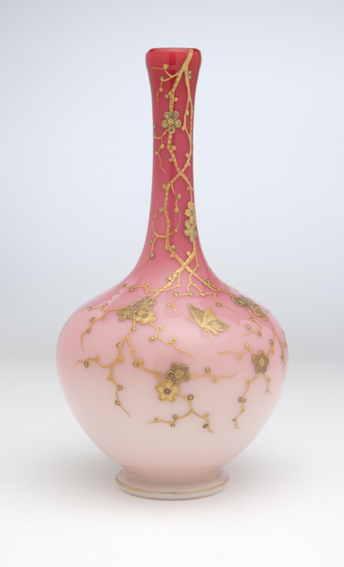 An English peachblow glass vase