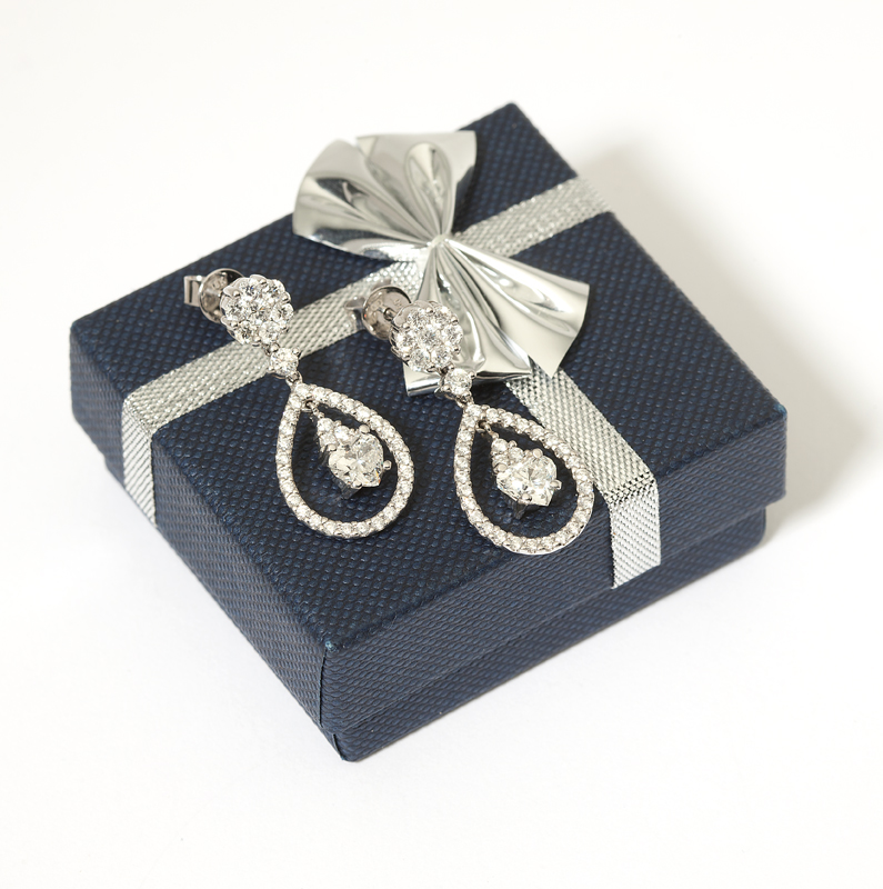 A pair of diamond and white gold