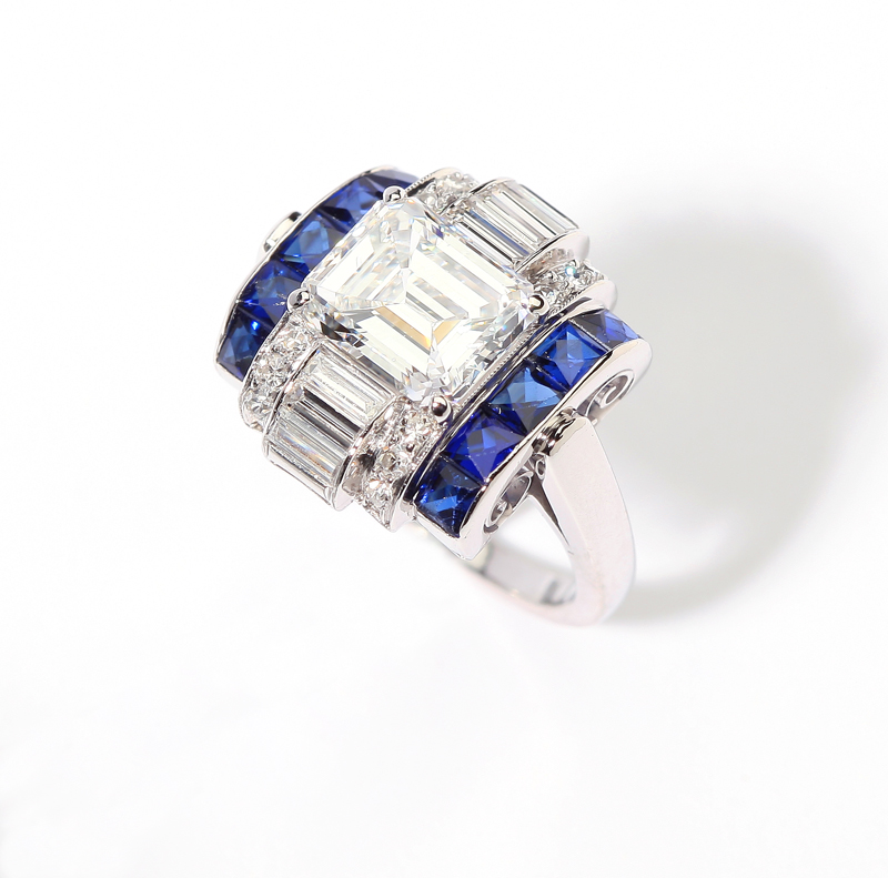 A late Art Deco diamond and sapphire 142370