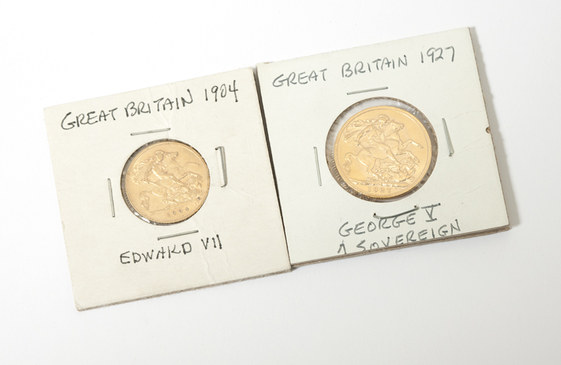 Two British sovereign gold coins