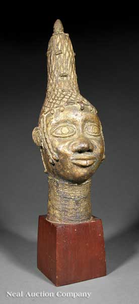 A Nigerian Benin Style Bronze Bust