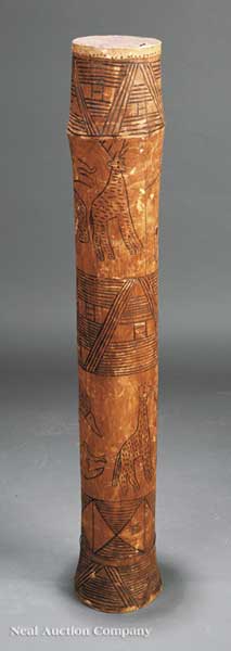An African Carved Bamboo Wood Drum