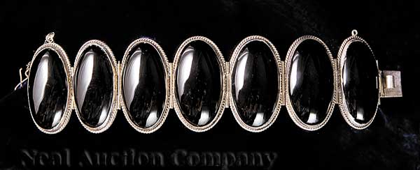 A Mexican Silver and Black Onyx Flexible