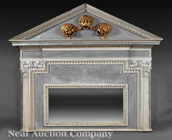 A Painted Wood and Plaster Overmantel 13fdeb