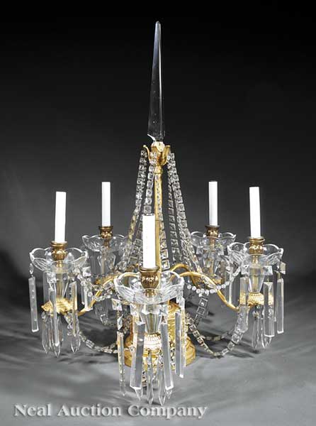 A Gilt Metal and Glass Five Light 13fe48