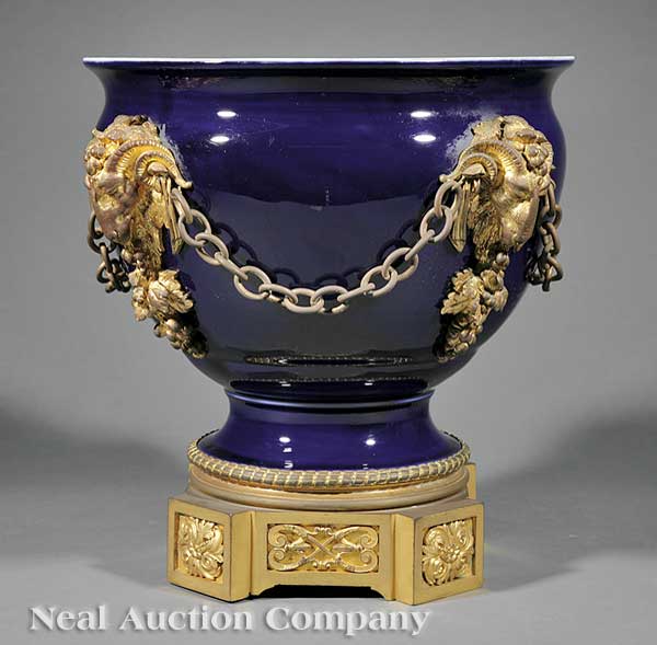 A Louis XVI-Style Cobalt Porcelain