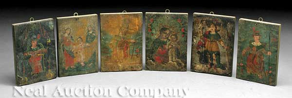 Six Spanish Colonial Small Retablos 1400bf