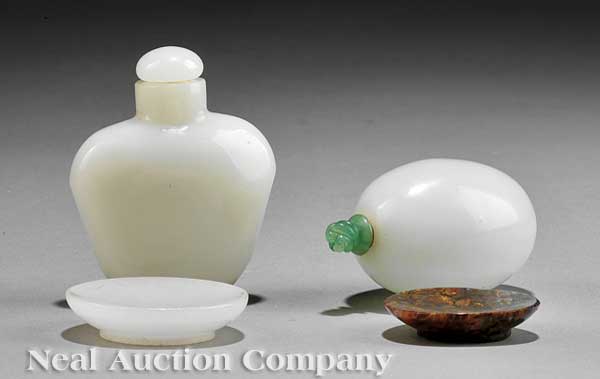 Two Chinese Carved White Glass 1400f9