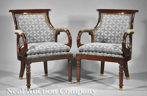 A Pair of Regency-Style Carved Mahogany