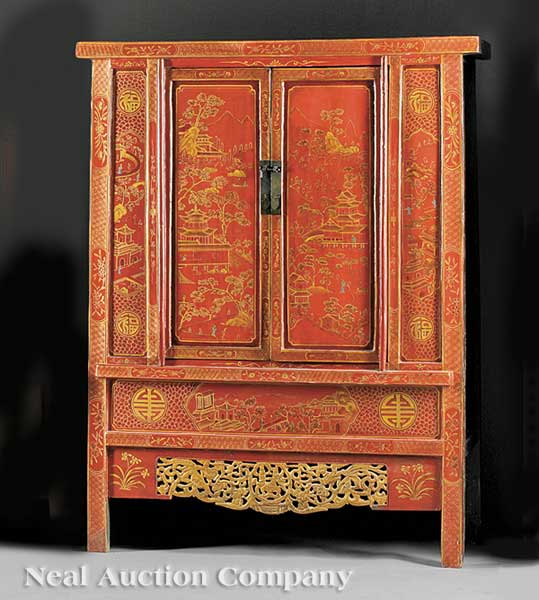 An Antique Chinese Red Lacquered 140230
