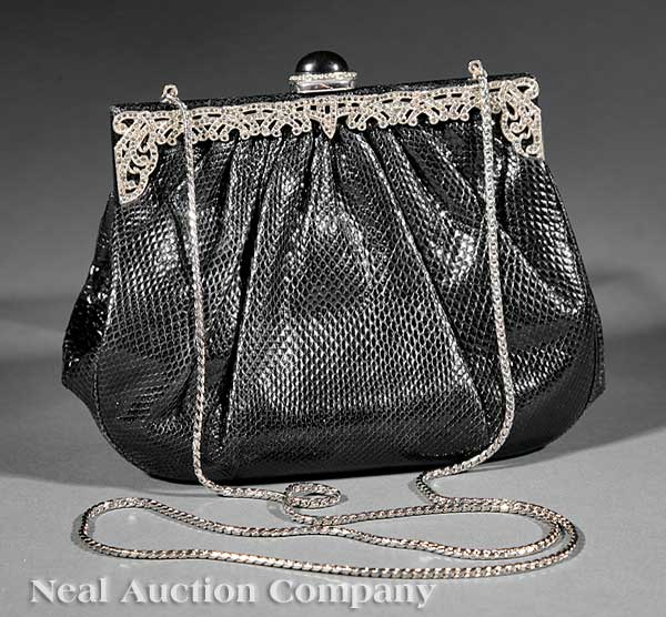 A Judith Leiber Black Lizardskin 140252