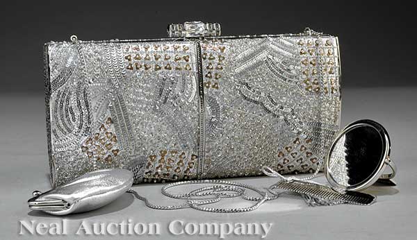 A Judith Leiber Silver Embroidered 140254