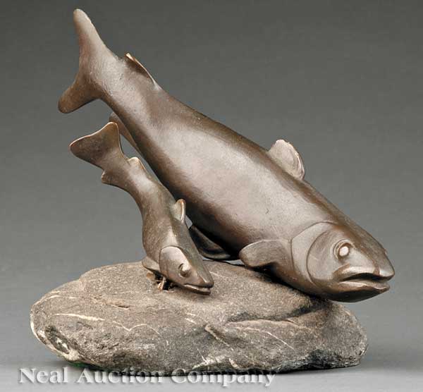 A French Bronze of Fish 20th c. the