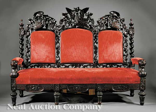 A Continental Carved Walnut Sofa 140347