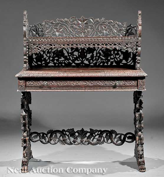 An Anglo-Indian Carved Hardwood