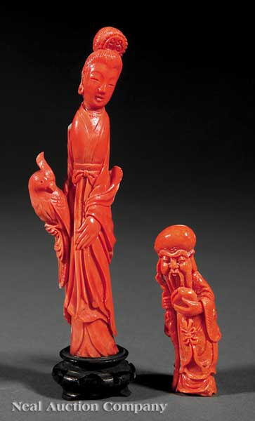 Two Chinese Coral Figures the first 14044e