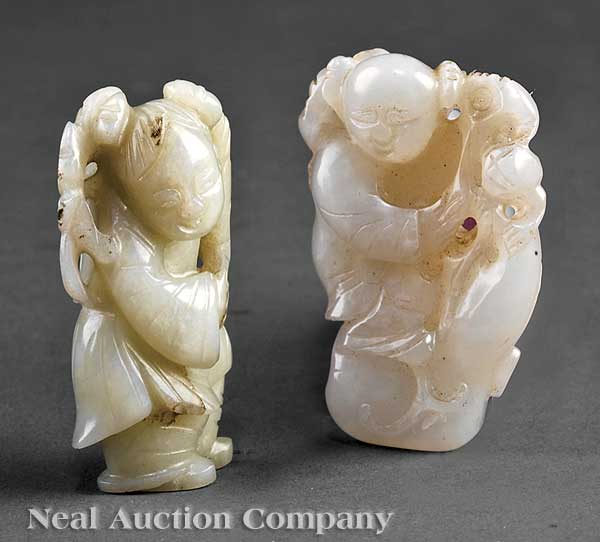 Two Chinese Jade Figures 17th 18th 14045f