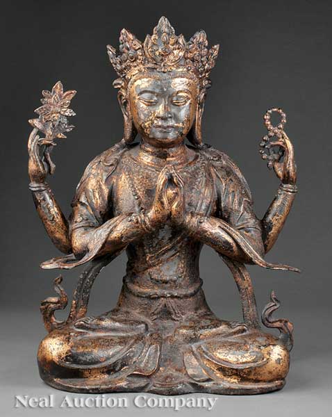 A Sino-Tibetan Gilt Bronze Figure of