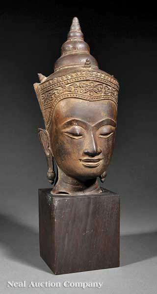 A Thai Ayutthaya Style Bronze Head 1405aa