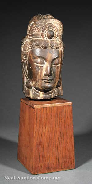 A Chinese Carved Stone Head of