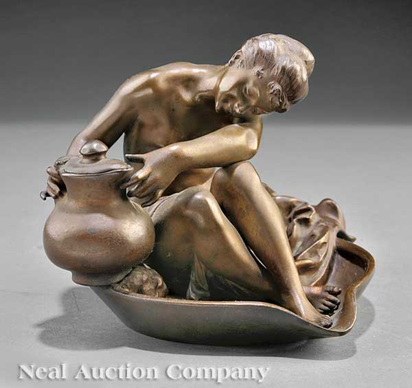 A Continental Bronze Figural Inkwell 140626