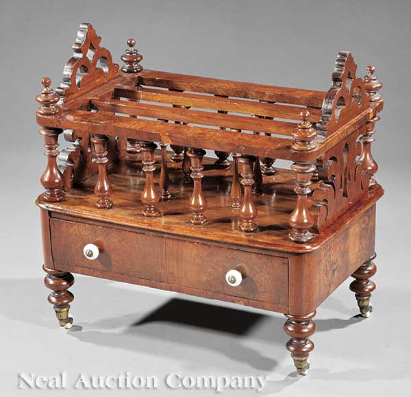 An English Carved Walnut Canterbury