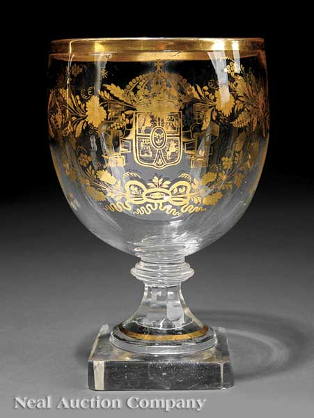 A Large English Blown Cut and Gilt Decorated