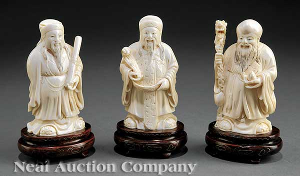 Three Chinese Ivory Figures of