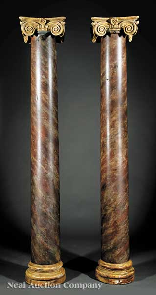 A Pair of Faux Marbre Columns with