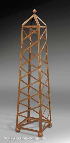 A Pair of Steel Obelisk-Form Garden