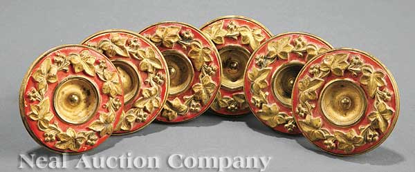 A Set of Six Gilt and Polychromed 14096d