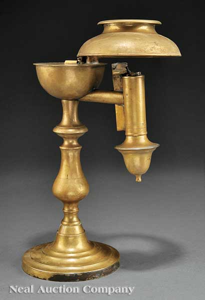 An Antique American Brass Oil Lamp 14097b