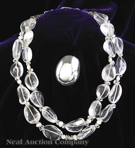 A Double Strand Rock Crystal Necklace 14097d