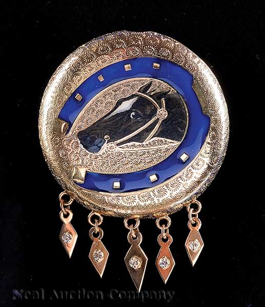 A 14 kt. Yellow Gold and Enamel Brooch