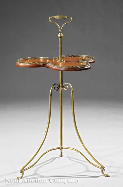 A Brass and Wood Occasional Table