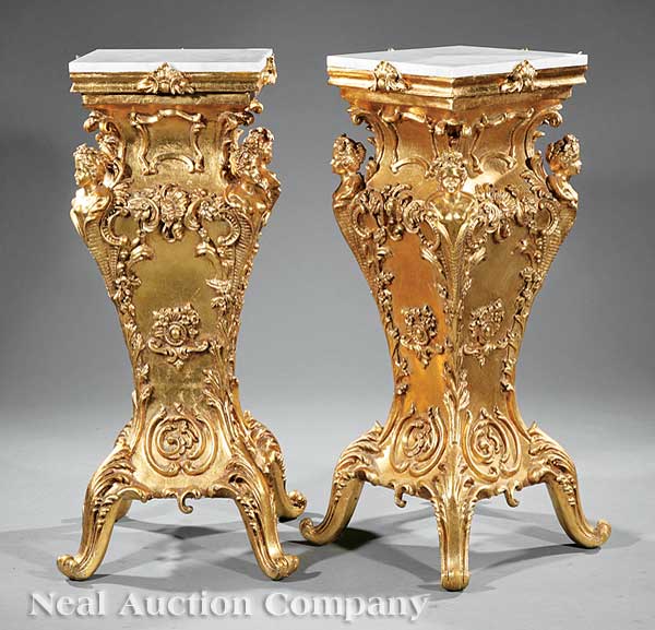 A Pair of Gilded Pedestals of Rococo 140a2c