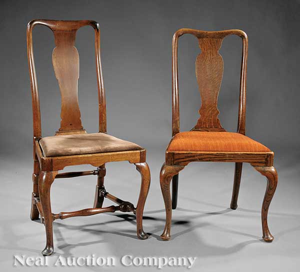 Two Queen Anne Style Elm Side Chairs 140a36