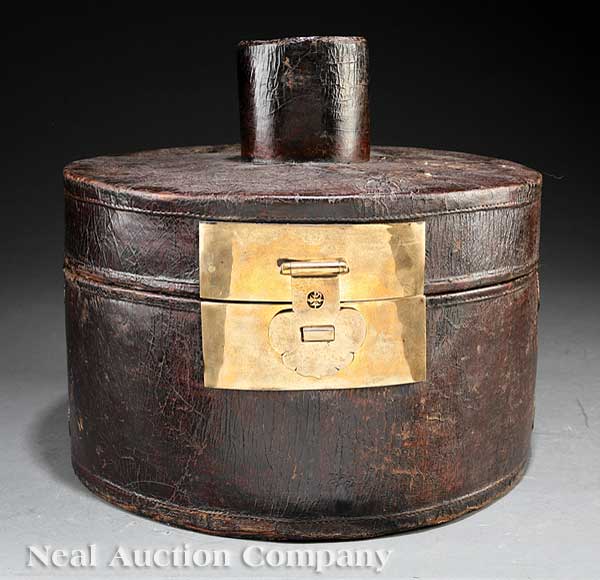 A Chinese Leather Hat Box late 140a6b