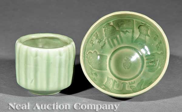 Two Chinese Celadon Porcelain Bowls