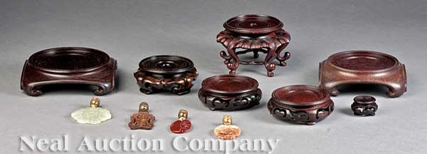 A Group of Seven Chinese Carved Wood