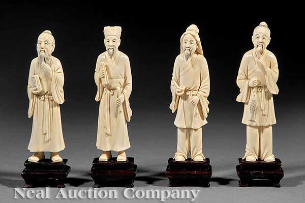 A Group of Four Chinese Ivory Figures