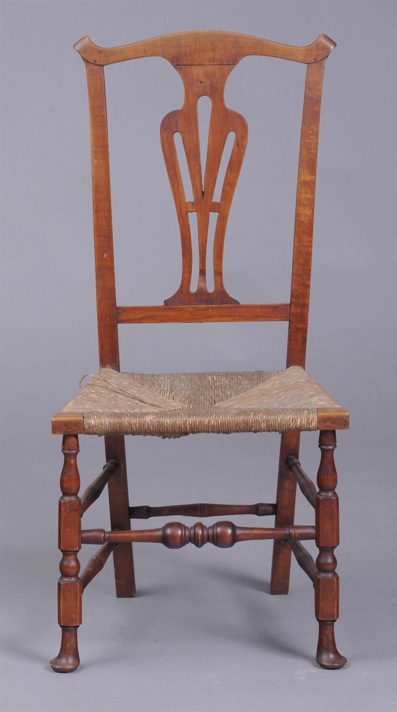 NEW ENGLAND CHIPPENDALE MAPLE RUSH SEAT 140aed