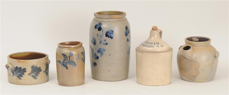 FIVE STONEWARE ARTICLES Comprising a