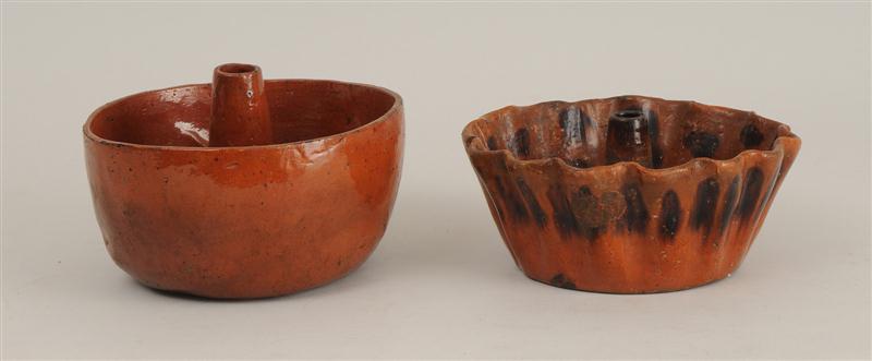 TWO REDWARE FOOD MOLDS The one