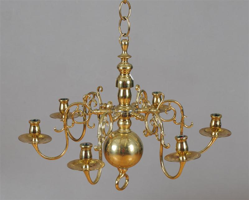 DUTCH BAROQUE STYLE BRASS SIX LIGHT 140b25