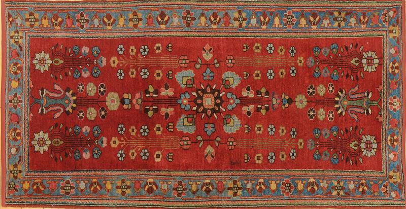 PERSIAN ROSE-GROUND RUG Worked