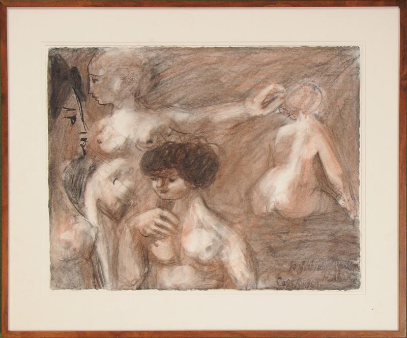 AMERICAN SCHOOL: NUDE WOMEN Chalk