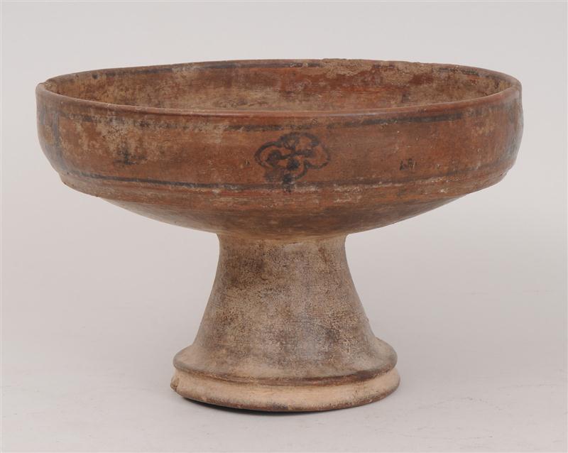 PAINTED TERRACOTTA STEMMED BOWL 140ccd